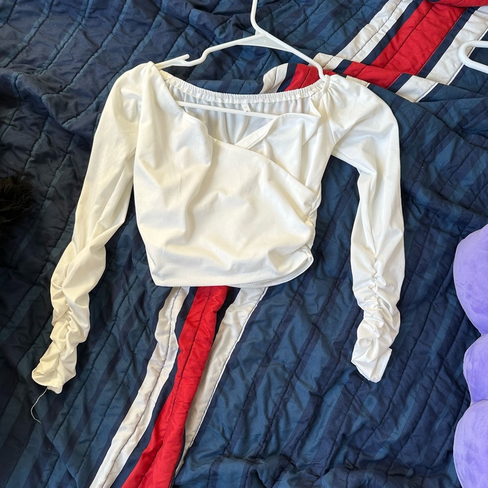 White long sleeve top